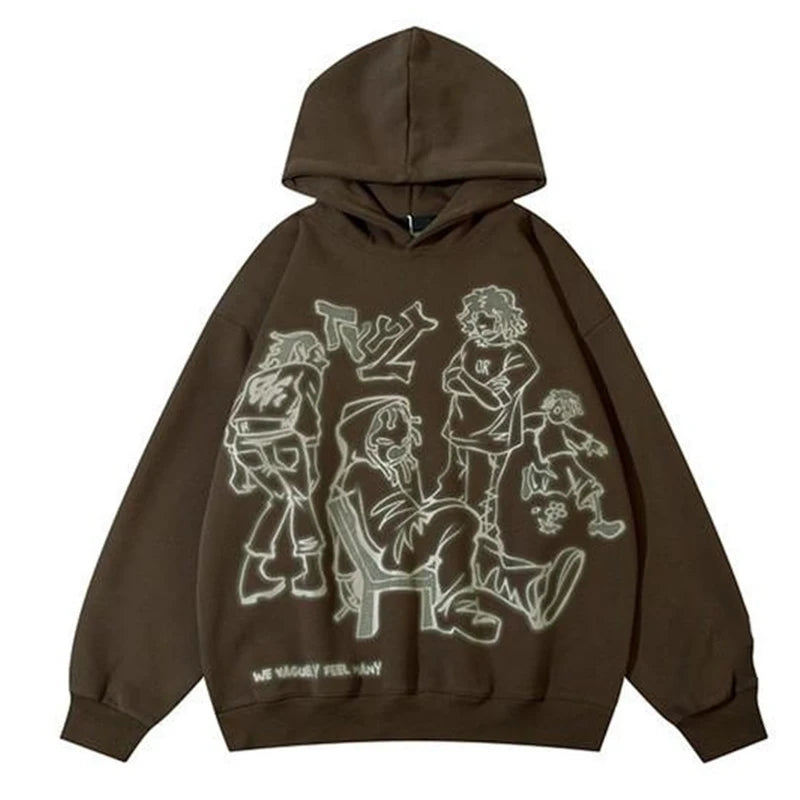 Autumn/Winter Graffiti Street Pink pullover hoodie - Hiddengem