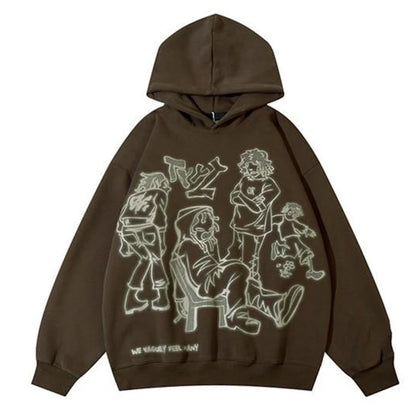 Autumn/Winter Graffiti Street Pink pullover hoodie - Hiddengem