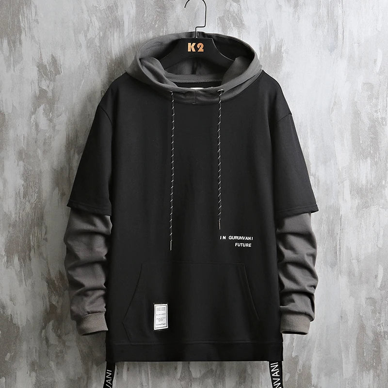 New Patchwork Hooded Sweatshirt Hip Hop