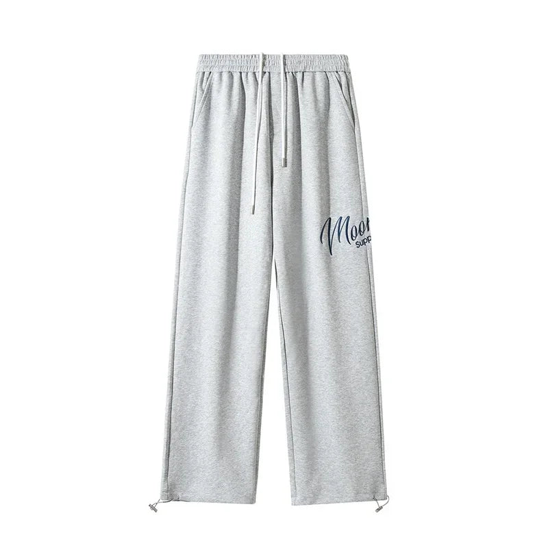 Men's Hip Hop Fashion Letter Printed Wide Leg Pants 2025 Y2K Streetwear Baggy Straight Pantalones Hombre New Gym Sports Trousers