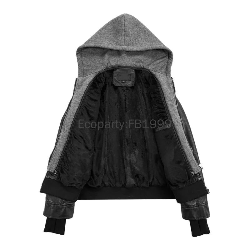Autumn Winter Women's Motorcycle Jacket Black Slim - Hiddengem