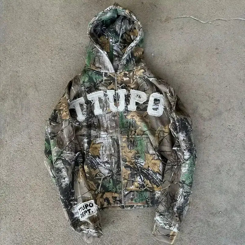 New street hoodies in Europe and America 2025 hip-hop casual Harajuku Y2K zipper sweatshirt American Gothic style
