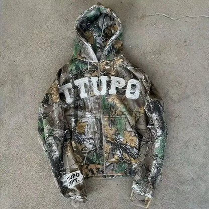 New street hoodies in Europe and America 2025 hip-hop casual Harajuku Y2K zipper sweatshirt American Gothic style