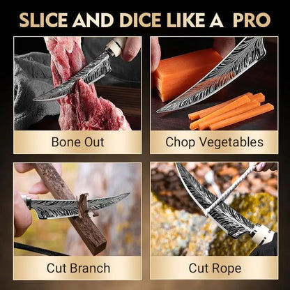 Stainless Steel Curved Blade Damascus design - Hiddengem