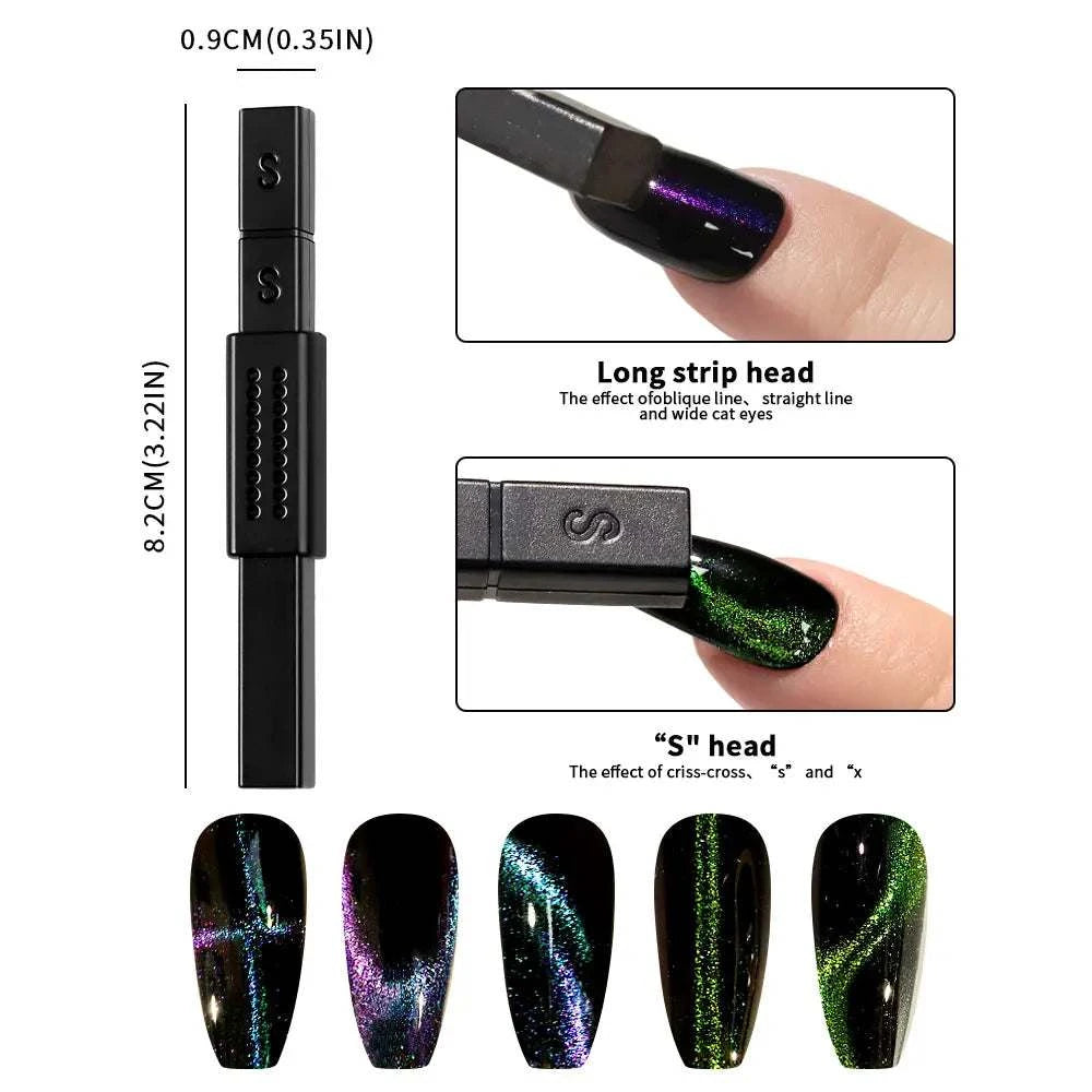 Nail Art Magnetic Stick Wand Pen Kit for 3D Cat Eye Gel Painting Nails - Hiddengem
