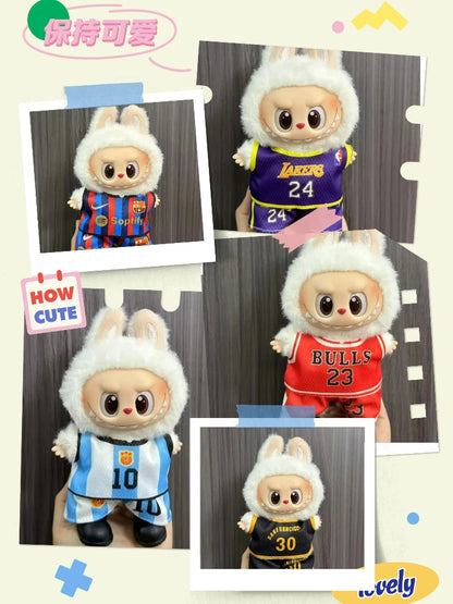 Anime Labubu Clothes Football basketball jerseys Labubu Idol V1 V2 Dolls Clothing Accessories 15/17cm Plush Doll Universal