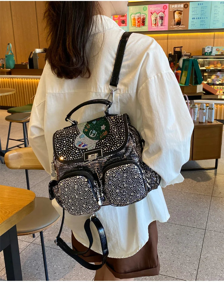 Backpack Shoulder Bag  Diamond Leather - Hiddengem
