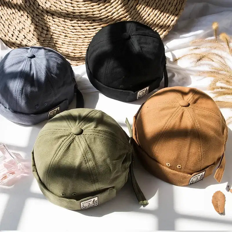 Hip Hop Docker Caps Unisex Skullcaps Men Women Dome Melon Skullies Beanie Cap Fashion Vintage Brimless Landlord Hat Streetwear