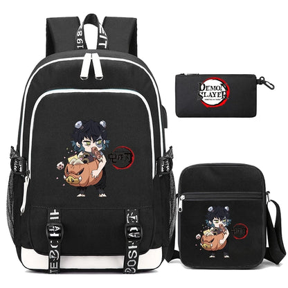 Demon Slayer Backpack Set - 3PC Anime School Bag Collection - Hiddengem