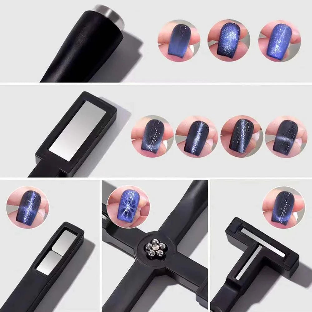 Nail Art Magnetic Stick Wand Pen Kit for 3D Cat Eye Gel Painting Nails - Hiddengem