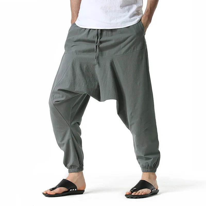 Men Hiphop Harem Pants Baggy Casual Yoga Loose Drop Crotch Trouser