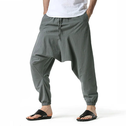 Men Hiphop Harem Pants Baggy Casual Yoga Loose Drop Crotch Trouser