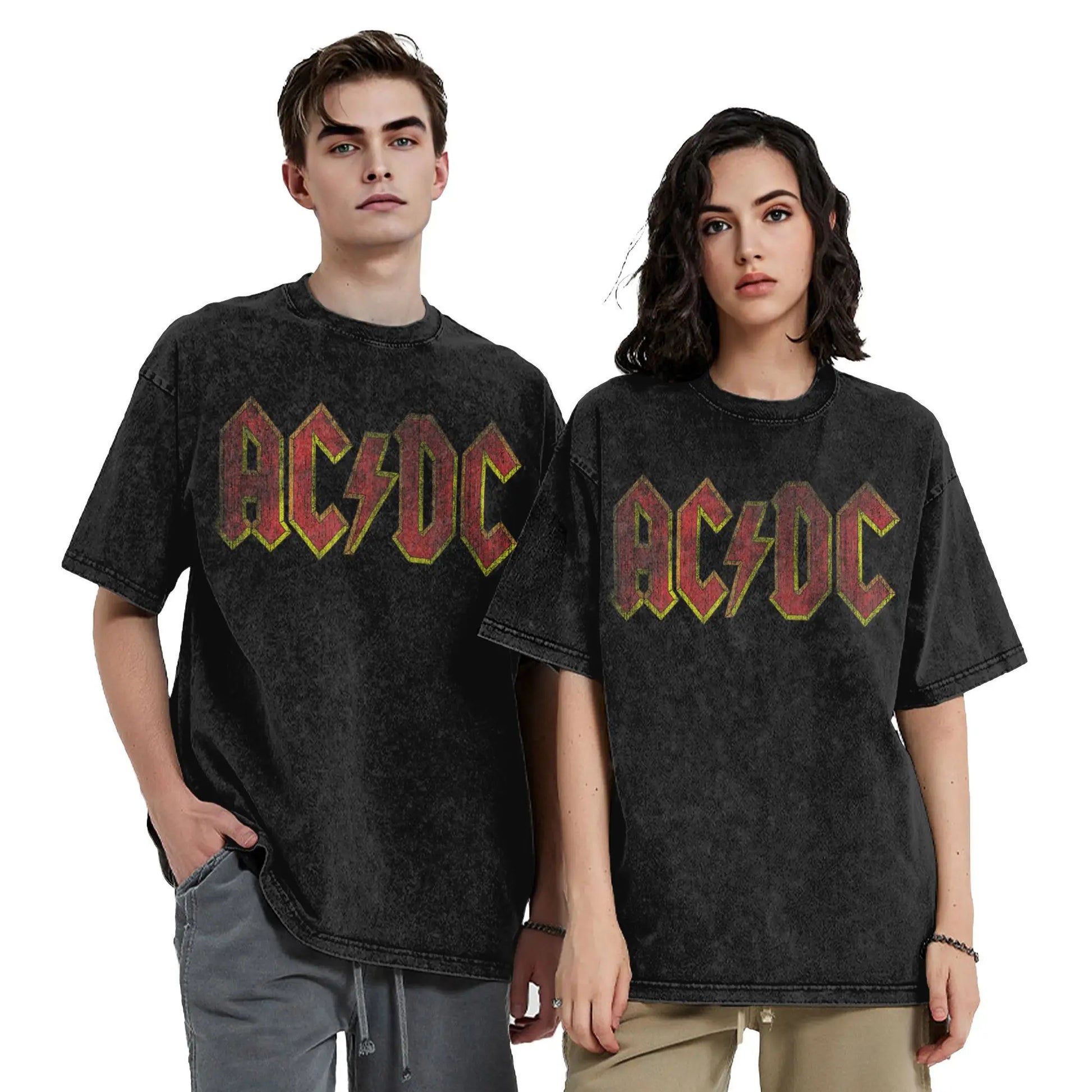 Washed T Shirt AC-DC Distressed - Hiddengem