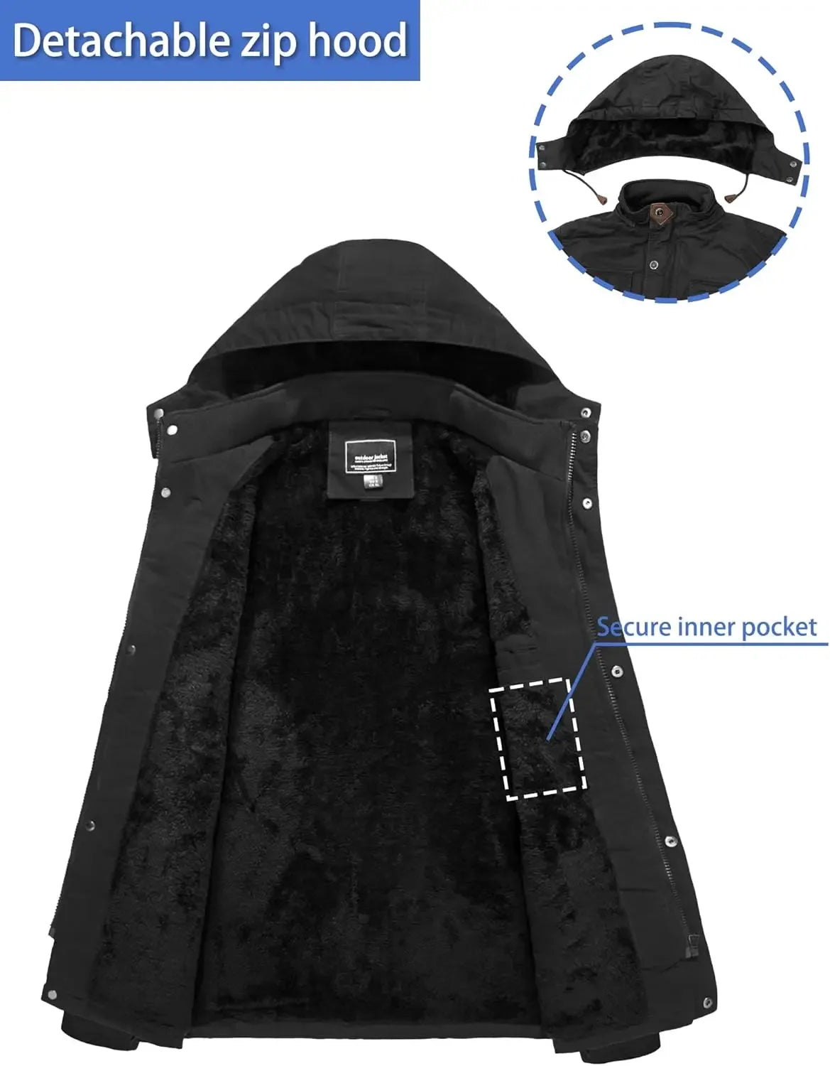Mens Winter New Hooded Parkas Cargo Coats - Hiddengem