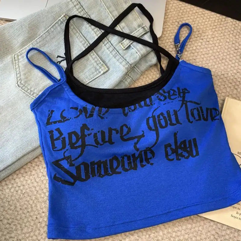 LADIES//_ Fashion Letter Print Camisole - Hiddengem