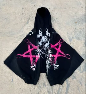 Harajuku Gothic Splicing Printed Casual Men's and Women's Hoodies - Hiddengem