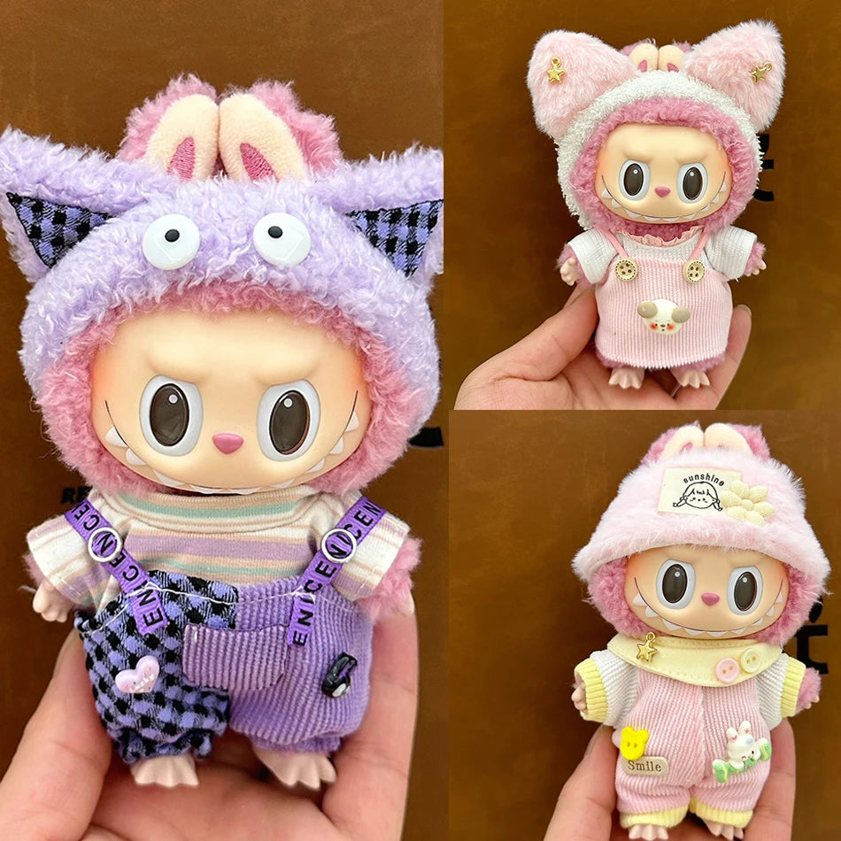 Labubu Clothes Fashion Overalls Labubu Idol V1 V2 Dolls Clothing Accessories 15/17cm Plush Doll Universal Toy Gifts Hot In Stock
