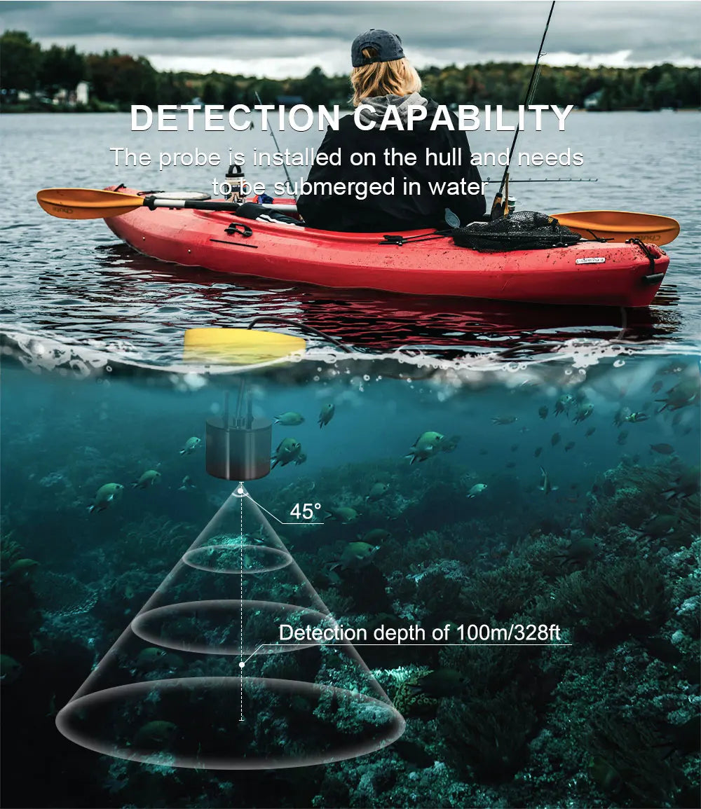 FFC1108-1 Alarm 100M Portable Sonar Fish Finders 45 degrees - Hiddengem