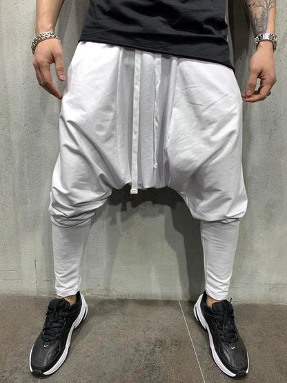 Men's Pants New Hip-hop Trend Trousers Loose Solid Color Small Feet Streetwear Sports Casual Harem Pants Full Length Trousers