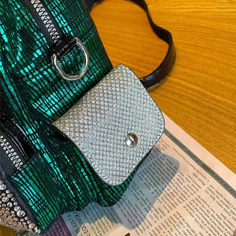 Backpack Shoulder Bag  Diamond Leather - Hiddengem