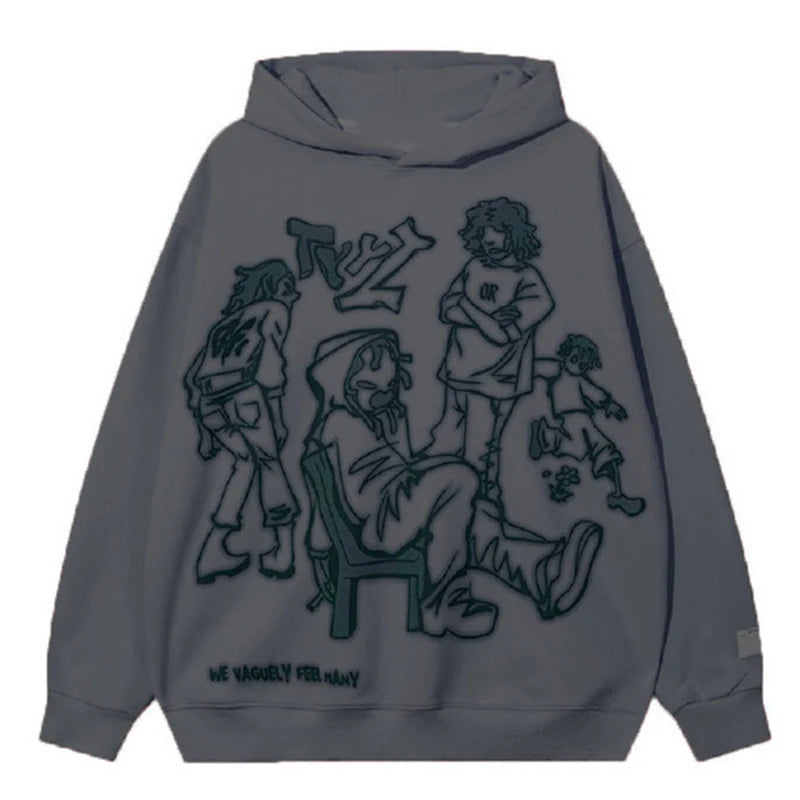 Autumn/Winter Graffiti Street Pink pullover hoodie - Hiddengem