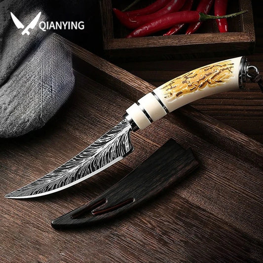 Stainless Steel Curved Blade Damascus design - Hiddengem