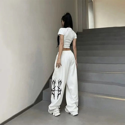 American Sweatpants Loose Straight Hiphop Jazz Dance Cotton Printed Wide-leg Pants Casual Lazy Style Hip-hop Sports Trousers