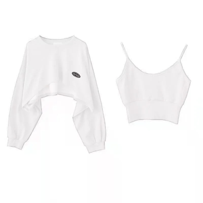 Oversized Crop Sweatshirt and Spaghetti Strap - Hiddengem