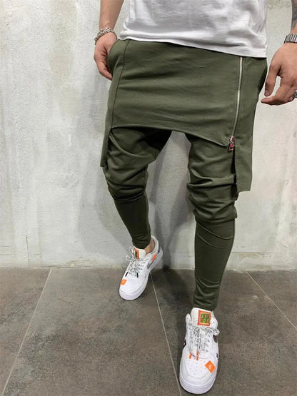 Hip Hop Trend Men Trousers Slim Fit Streetwear Sports Pencil Pants Men's Casual Sweatpants Male Irregular Zipper Joggers