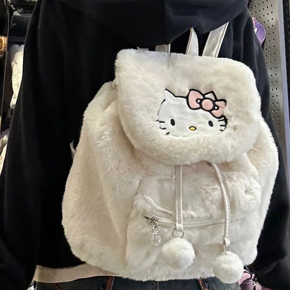 Sanrio Hellokitty Kuromi Mymelody Plush School Bag Kawaii - Hiddengem