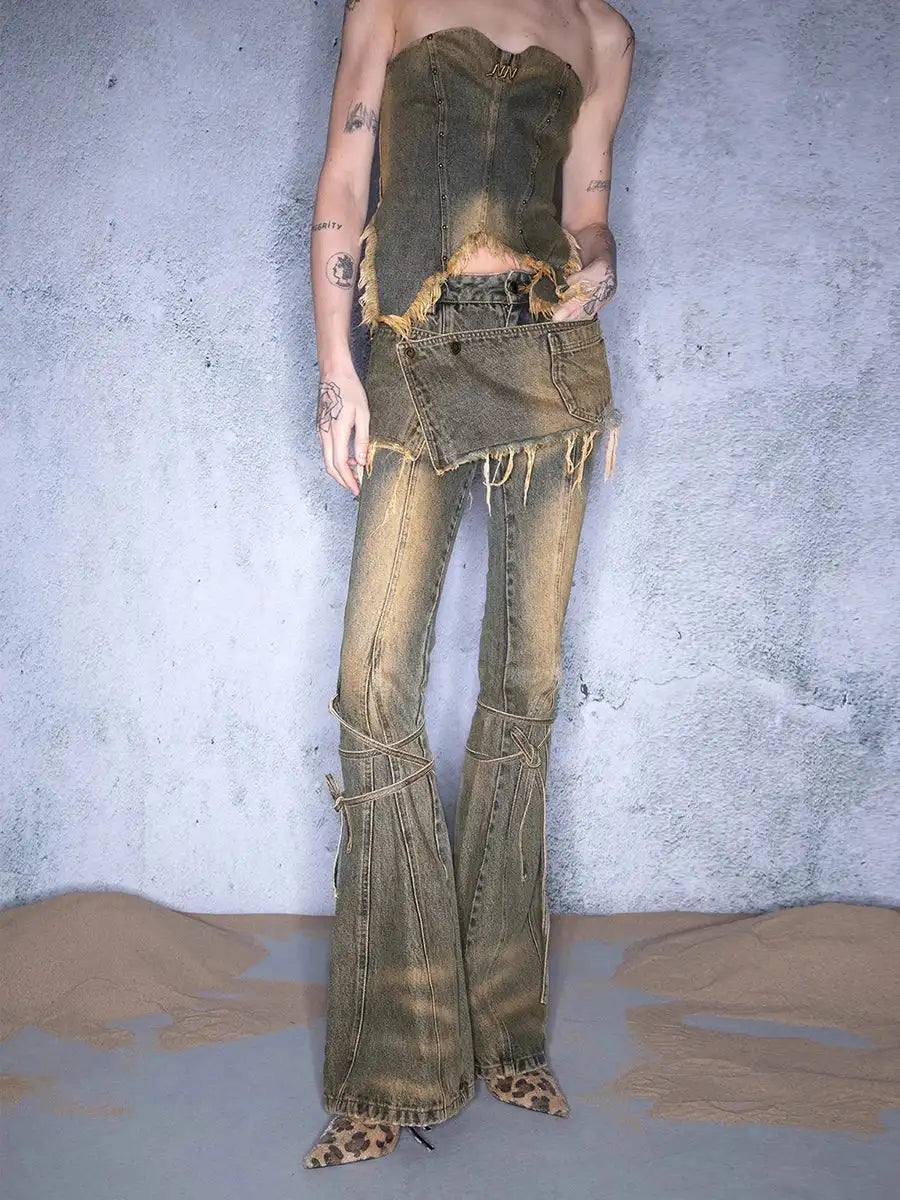 Low Waist Bootcut Jeans - Hiddengem