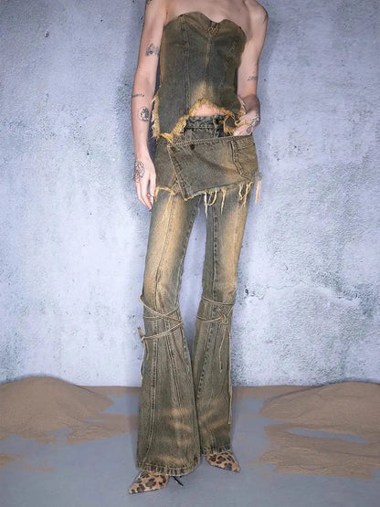 Low Waist Bootcut Jeans - Hiddengem