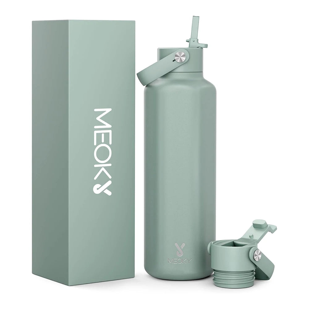 Meoky 24oz Insulated Tumbler With 2 Spout Lid And Straw - Hiddengem