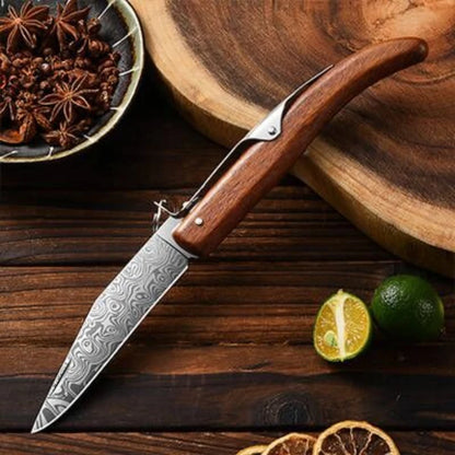 Stainless Steel Curved Blade Damascus design - Hiddengem