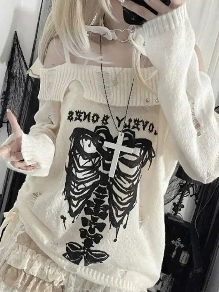 Harajuku Gothic Knitted Pullovers - Hiddengem