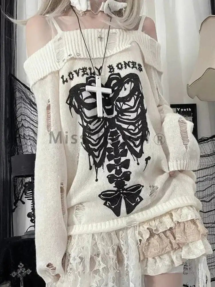 Harajuku Gothic Knitted Pullovers - Hiddengem