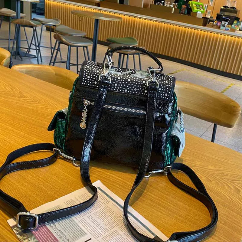 Backpack Shoulder Bag  Diamond Leather - Hiddengem
