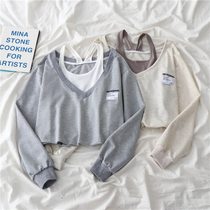 Two Pieces Strapless Crop Top Sweater - Hiddengem