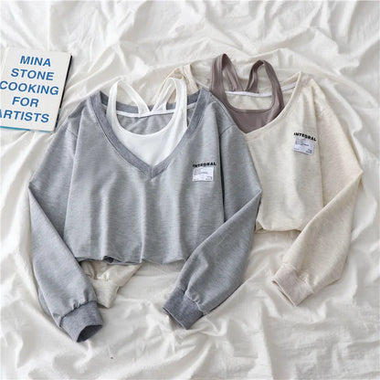 Two Pieces Strapless Crop Top Sweater - Hiddengem