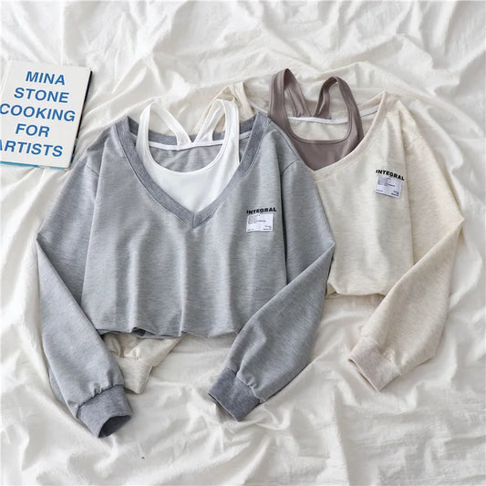 Two Pieces Strapless Crop Top Sweater - Hiddengem