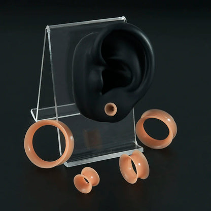 Pair Skin Thin Soft Flexible Ear Tunnels Double Flare Ear Plugs - Hiddengem