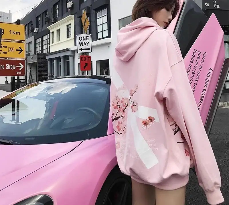 Gothic Pink Girly Sakura Hoodie - Hiddengem