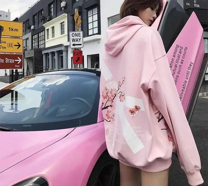 Gothic Pink Girly Sakura Hoodie - Hiddengem