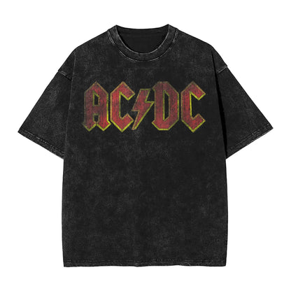 Washed T Shirt AC-DC Distressed - Hiddengem