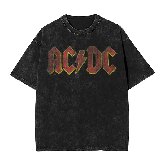 Washed T Shirt AC-DC Distressed - Hiddengem