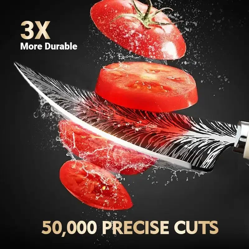 Stainless Steel Curved Blade Damascus design - Hiddengem