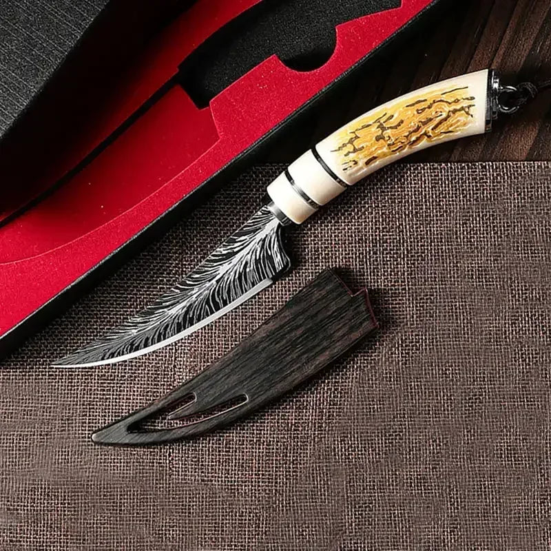 Stainless Steel Curved Blade Damascus design - Hiddengem