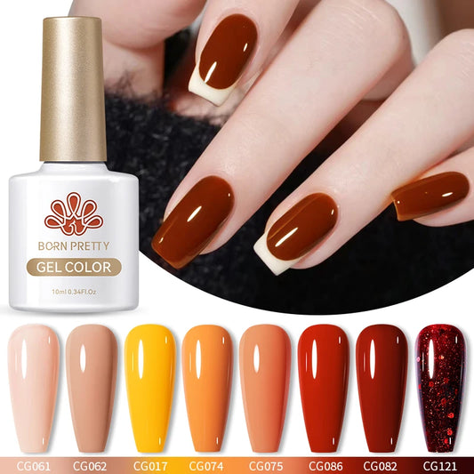 BORN PRETTY 10ML Nude Brown Fall Gel Nail Polish White Halloween Fall - Hiddengem