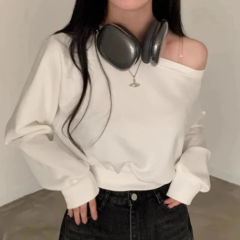 Streetwear Off-shoulder Sweater - Hiddengem