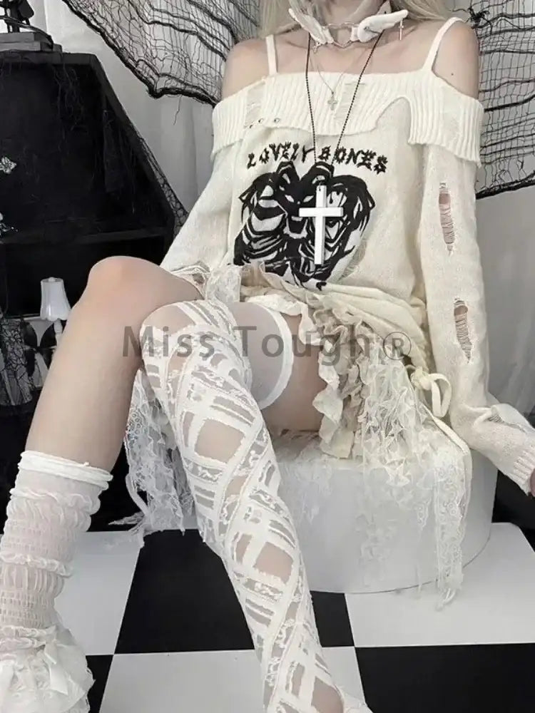 Harajuku Gothic Knitted Pullovers - Hiddengem